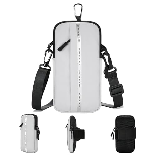 Armband Cell Phone Holder, Crossbody Phone Purse for Running Walking, Adjustable Strap Phone Pouch Holster for Men Women (Silver Gray) - color: Silver Gray