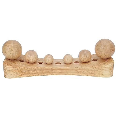 Psoas Muscle Release Tool Wooden Body Massage Tool Point Wood Massager with 6 Massage Heads for Occipital Back (A)