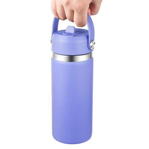 KMN Wide Mouth Straw Lid with Flip Top, Replacement Cap with Straw for Hydro Flask 18 32 40 oz Wide Mouth Water Bottle & 12 16 20 oz Coffee Flask, BPA-Free Leakproof Sports Lid (Lupine Purple) - color: Lupine Purple