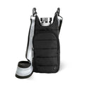 WanderFull Original HydroBag Crossbody Water Bottle Holder with Phone Pocket, Fits Water Bottles up to 32 oz - color: Black Matte - Striped Strap