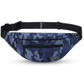 MAXTOP Large Fanny Pack Cross Body Bag Camo Belt Bag with Headphone Jack - color: Camo Gray Blue, size: Large