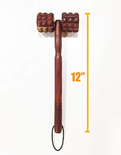 Rough Roller Stick Back and Full Body Makha Wooden Massager Manual for Muscle Neck Foot Trigger Point Cellulite Thailand 12 x 4 Inches