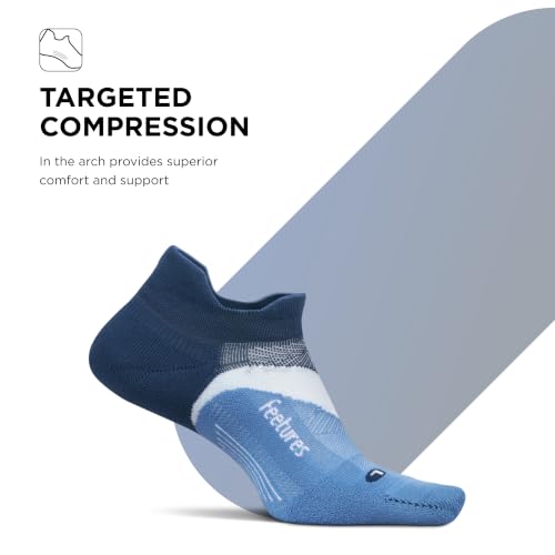 Feetures Elite Light Cushion No Show Tab Sock Wave - color: Blue Wave (1 Pair), size: X-Large