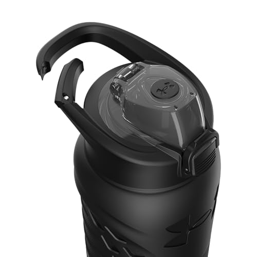 Under Armour 24Oz Stainless Steel Water Bottle, Insulated, Carabiner Easy Carry Hook, Leak Proof, Kids & Adults, All Sports, Gym - color: Solid Black