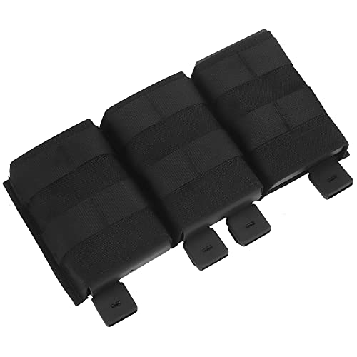 Triple Molle Mag Pouch 5.56 Tactical Open Top Magazine Holder Carrier with Quick Release Magazine Pouch Insert - color: BK