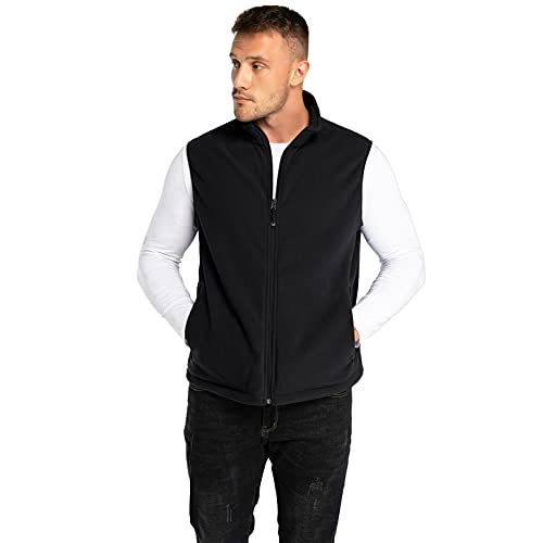 33,000ft Men's Fleece Vest Outerwear Lightweight Zip Up Sleeveless Jacket - color: Black, size: 3X-Large