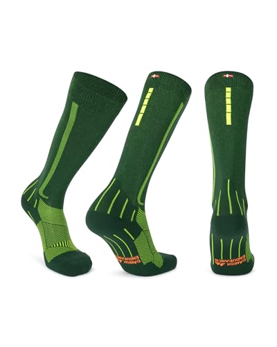 DANISH ENDURANCE Compression Socks, 21-26 mmHg, Circulation Aid, 1 & 2-Pack - color: Green/Yellow, size: Large