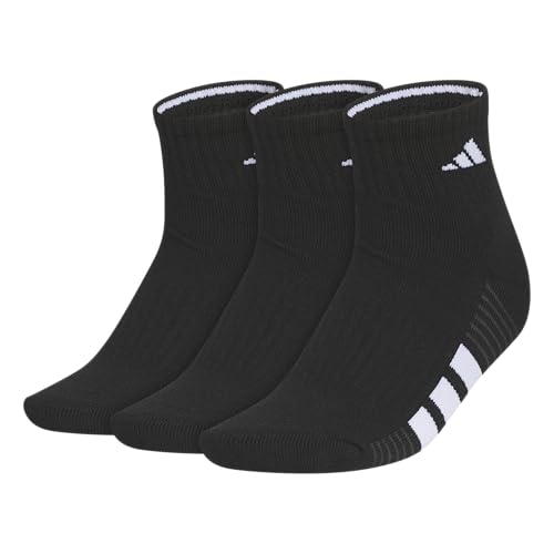 adidas Women's Cushioned Socks 3 Pairs - color: Black/White/Carbon Grey/4.0/Quarter, size: Medium, style: Quarter