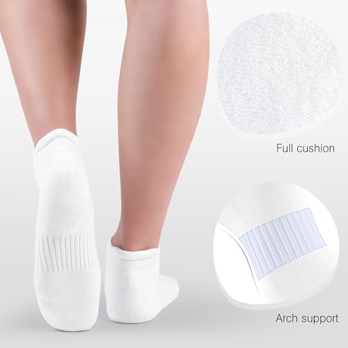 Felicigeely Athletic Running Ankle Socks Cushioned Low Cut Men Women 6 Pack - color: Pure White, size: 6-9