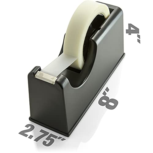 Officemate 2-in-1 Tape Dispenser - Heavy Duty Desktop Holder for 1-Inch and 3-Inch Core Tape Rolls, Impact-Resistant Build, Non-Slip Base, Office Supplies Essential, Black - size: (Pack of 1)