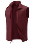 MAGCOMSEN Men's Lightweight Softshell Vest Outerwear Fleece Golf Running - color: Wine Red, size: Medium