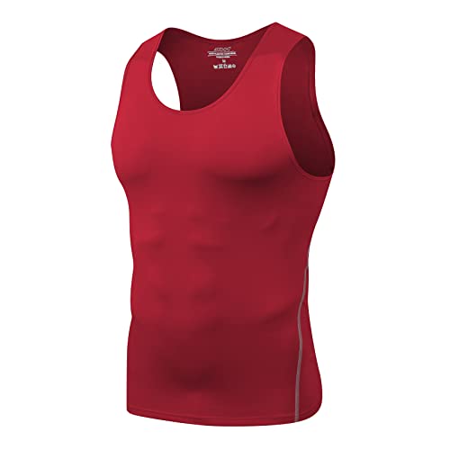Mens 3 Pack Compression Tank Tops Sleeveless Compression Shirt - color: Grey+red+blue, size: 4X-Large