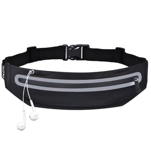 Running Belt Fanny Pack, Running Waist Pack for Women & Men USA Patented Hands-Free Reflective Runner Pouch Belt Fitness Workout Bag No-Bounce Adjustable Sport Travel Fanny Pack Cell - color: Silver