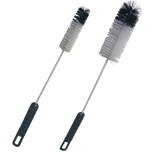 Bottle Brushes Thin Long Handle X 2, Soft Nylon Slim Wire Set