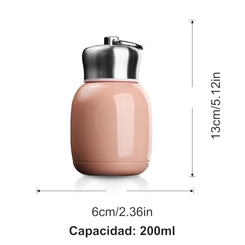 Mini 7 oz Stainless Steel Water Bottle, Small Vacuum Insulated Water Bottle Leak Proof Sport Tumbler Cup Hot and Cold Water Bottle for Women Girls Kids Gift Milk Tea Lunch (Peach pink) - color: peach pink