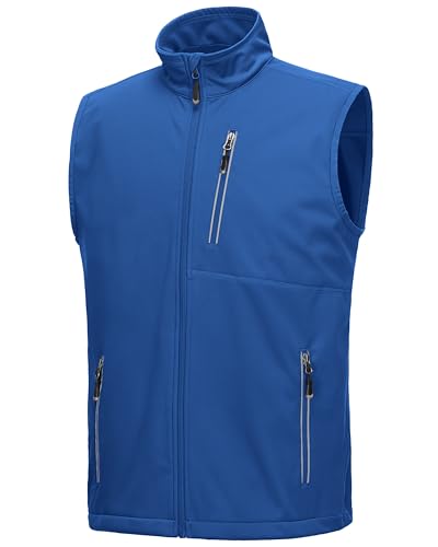 33,000ft Men's Windproof Lightweight Golf Vest Outerwear Sleeveless Jacket - color: Azure, size: Large