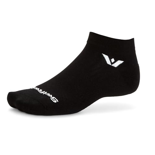 Swiftwick ASPIRE ONE Running & Cycling Socks, Breathable, Compression Fit - color: Black-circuit, size: Small