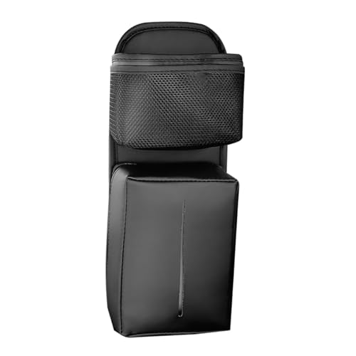 2 in 1 Car Seat Side Cup Holder, Multifunctional Vehicle Hanging Water Bottle Tissue Holder Bag with Adjustable Strap, Auto Interior Seat Side Organizer, Universal for SUV RV Truck