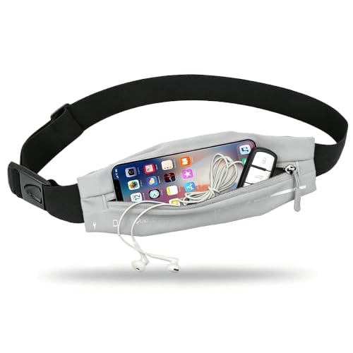 AIKENDO Slim Running Belt for Women Men,Runners Fanny Pack Phone Holder - color: Light Gray