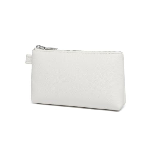 Small Makeup Bag for Purse, Leather Cosmetic (Off-white) - color: Off-white