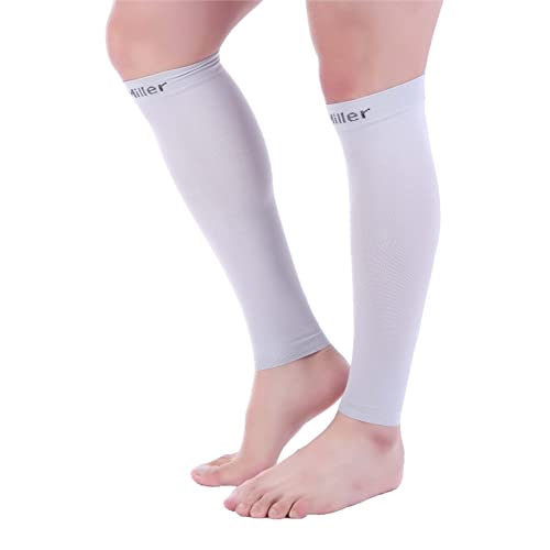 Doc Miller Calf Compression Sleeves 30-40 mmHg for Men & Women, 1 Pair - color: Gray, size: Large