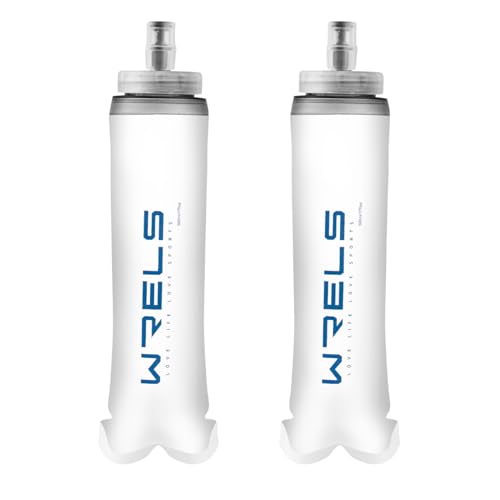 WRELS Collapsible Soft Flask Water Bottle for Outdoors,Folding Collapsible Running Flask for Cycling Marathon Trail Race - color: 500ml/16.9oz-2 Pack-Blue