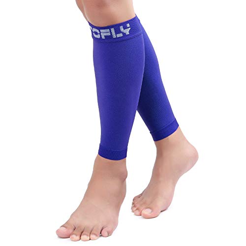 TOFLY Calf Compression Sleeve 20-30mmHg 1 Pair Footless For Men & Women - color: Navy Blue, size: Large (1 Pair)
