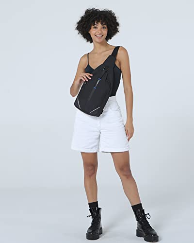 WATERFLY Medium Crossbody Sling Backpack Anti Theft Backpack for Traveling Chest Shoulder Bag - color: Black(medium)