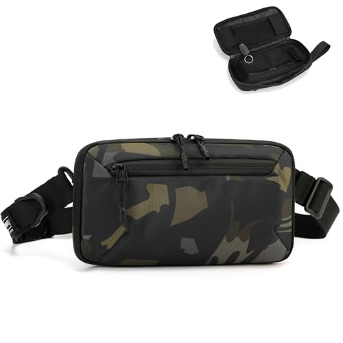 Crossbody Fanny Pack - 1.5L Small Sling Bag Water Resistant Handled Pouch with Adjustable Strap & D Ring for Travel Running Hiking EDC,Camo - color: Camo