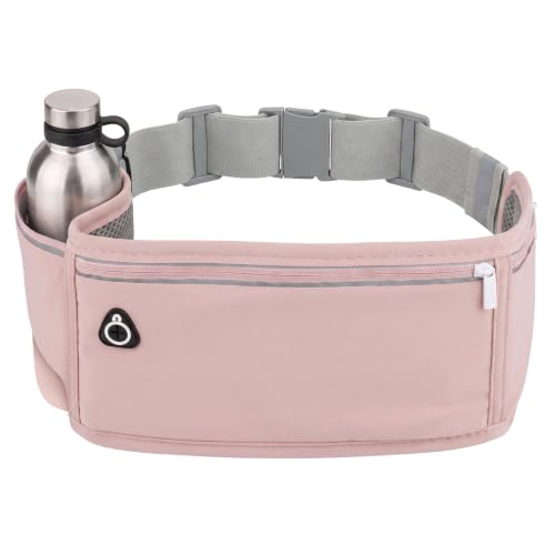 Slim Running Belt with Water Bottle Holder, Workout Fanny Pack for Men Women, Runner Marathon Jogging Belt Bag with Phone Holder, Running Waist Bag Runners Essentials, Hydration Fanny Pack - Pink - color: Pink- Bottle holder
