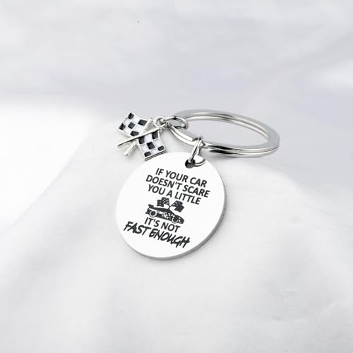 FUSTMW Race Car Gifts for Racers Checkered Flag Keychain Black and White Racing Flag Keyring Racing Fans Gifts Race Day Gift
