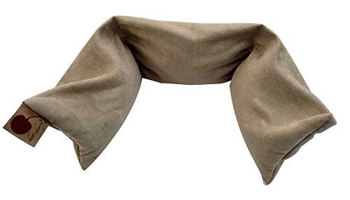 Neck Wrap Tan Ultra Suede Microwavable Cherry Pit-Stone Pillow, Washable - color: Tan Ultra Suede