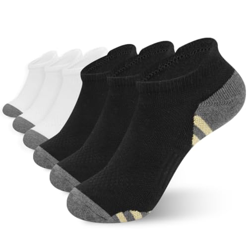 6 Pairs Copper Ankle Compression Socks for Women ＆ Man,Running Socks - color: 03-3black3white, size: Small-Medium