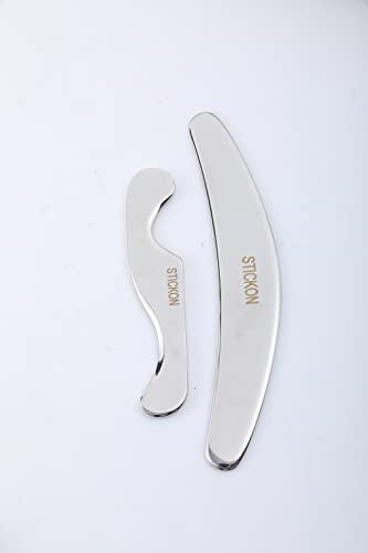 STICKON Gua Sha Stainless Steel 2 Pack Metal Muscle Scraper Tools Set, Scraping Massage Tools Scraper Physical Therapy IASTM Tools Great Soft Tissue Mobilization Tool(STICKON-36) - style: Pitao03 Shape