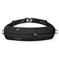 Fitletic Bolt Double Pocket Running Belt & Active Fanny Pack For Men & Women – Water Resistant, Lightweight Sleek Design – Patented No Bounce Hip Hugging Fit – Holds Any Phone - color: Black
