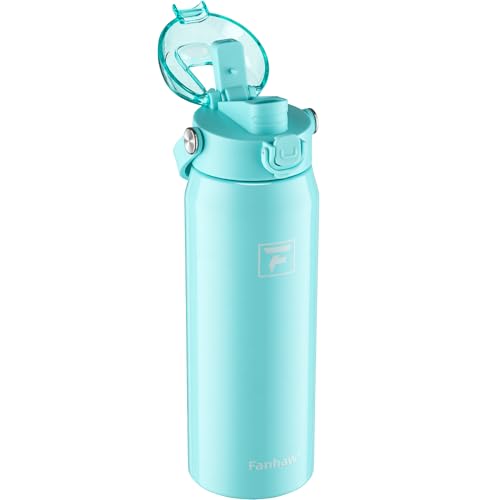 Fanhaw 24oz Stainless Steel Water Bottle with 2-in-1 Lid, Tif Blue - color: Tif Blue