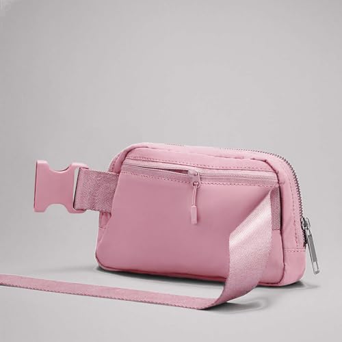 YOSHUYUKI Fanny Pack Crossbody Bag Trendy Waterproof Small Sling Cross Body Purse for Women Men Fashion Waist Packs Mini Belt Pouch Chest Bum Hip Bag Lulu Dupes for Travel Vacation Running Pink - color: Pastel Pink