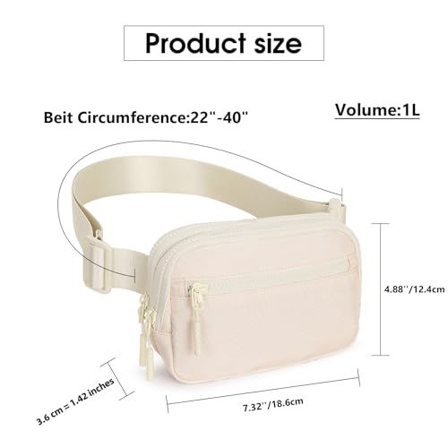 WESTBRONCO Fanny Packs for Women Men, Belt Bag with 4 Zipper Pockets, Fashion Waist Packs, Lightweight Crossbody Bags with Adjustable Strap for Workout/Running/Hiking (Beige) - color: Beige