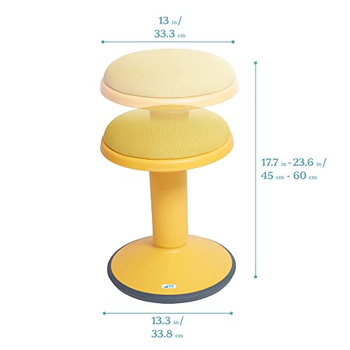 ECR4Kids Sitwell Wobble Stool with Cushion, Adjustable Height, Active Seating, Yellow - color: Yellow