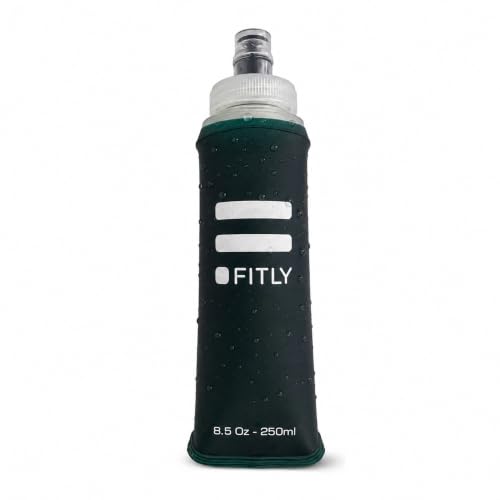FITLY Soft Flask Running Water Bottle - Collapsible Hydration Flask - color: Forest Green, size: 8.5 Ounces