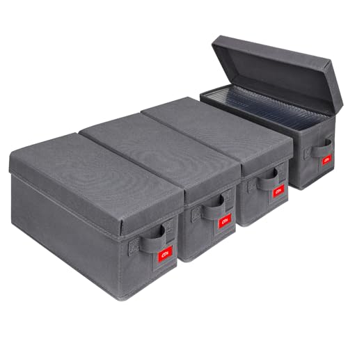 NUSWOR Upgrades CD Storage Box - CD Organizer with Lid 4Pack - Grey - size: CD-4PACK