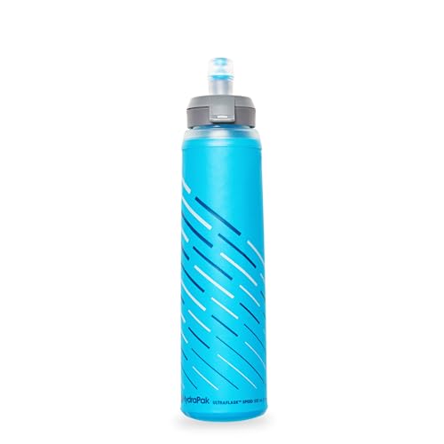 HydraPak UltraFlask Speed - Collapsible Soft Flask Water Bottle for Hydration Vests and Running Packs with Easy Open Cap - style: 500ml Speed - Without Drink Straw
