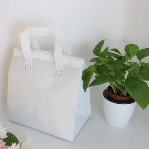 12Pcs Disposable Insulated Lunch Bags Thermal Cooler Bag for Food Delivery - color: White, size: 9.45"(H) x 9.45"(L) x 5.91"(W)