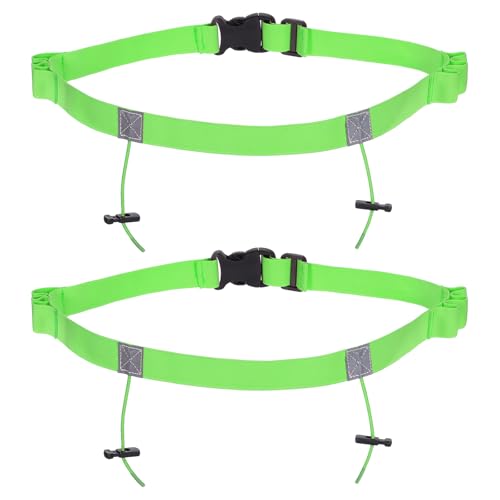 PATIKIL Elastic Triathlon Running Belt, 2 Pack Adjustable Race Number Belt Race Belt Bib Holder with 6 Energy Gel Loops for Marathons Racing Cycling, Green - color: Green