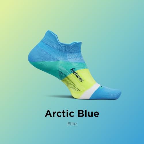 Feetures Elite Ultra Light No Show Tab Ankle Socks - Sport Sock with Targeted Compression - color: Arctic Blue (1 Pair), size: Large