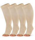 Breslatte Bamboo Viscose Wide Calf Compression Socks Open Toe for Women Men Plus Size Toeless 10-14 mmHg Circulation - color: 4p3 4nude, size: X-Large-XX-Large Plus