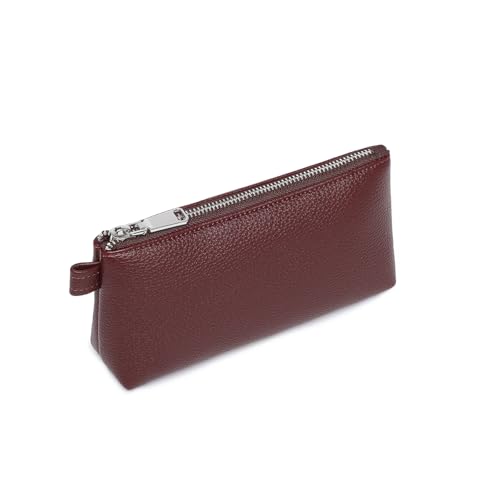 Small Makeup Bag for Purse, Leather Cosmetic (Caramel Color) - color: Caramel Color