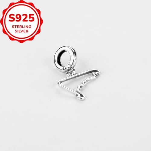 F1&Famous Race Racetrack Charm for Bracelet Necklaces, S925 Sterling Silver Charms, UK Brazil Spain Race Track Charms Jewelry Racing Souvenirs Gift - color: Race Racetrack Q3665