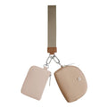 VUTUXA KeyChain Wallet Wristlet For Women Mini Zip Dual Pouch Coin Purse - color: brown+brown