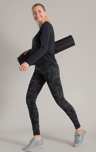 Dragon Fit Women's High Waisted Yoga Leggings 3 Pockets Workout Pants - color: Black&grey Camo, size: Medium
